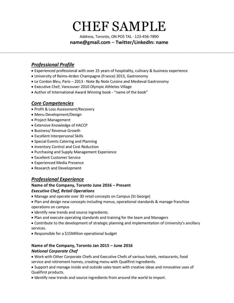 Sample Chef | Resume Concept