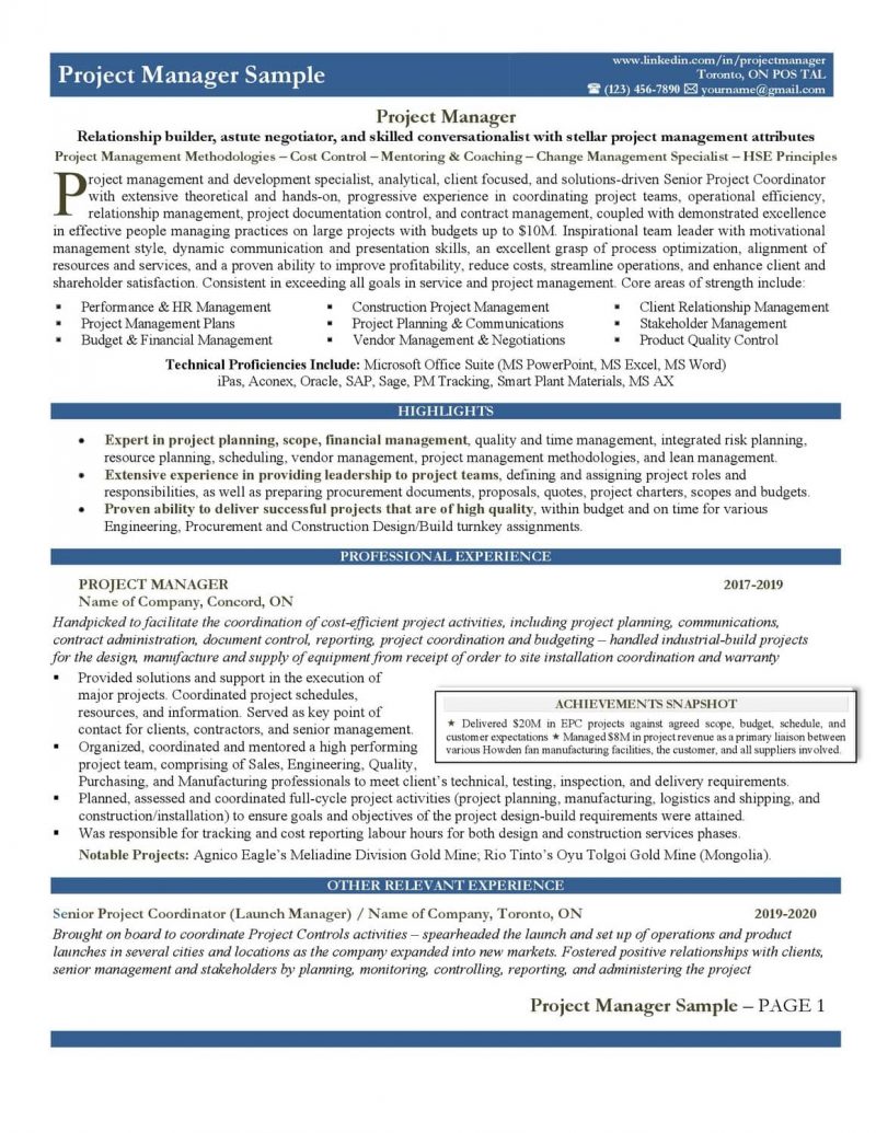 Sample Project Manager | Resume Concept